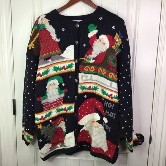 Vintage Signatures by Northern Isles Hand Knitted Christmas Cardigan Size 1X. - Picture 2 of 9